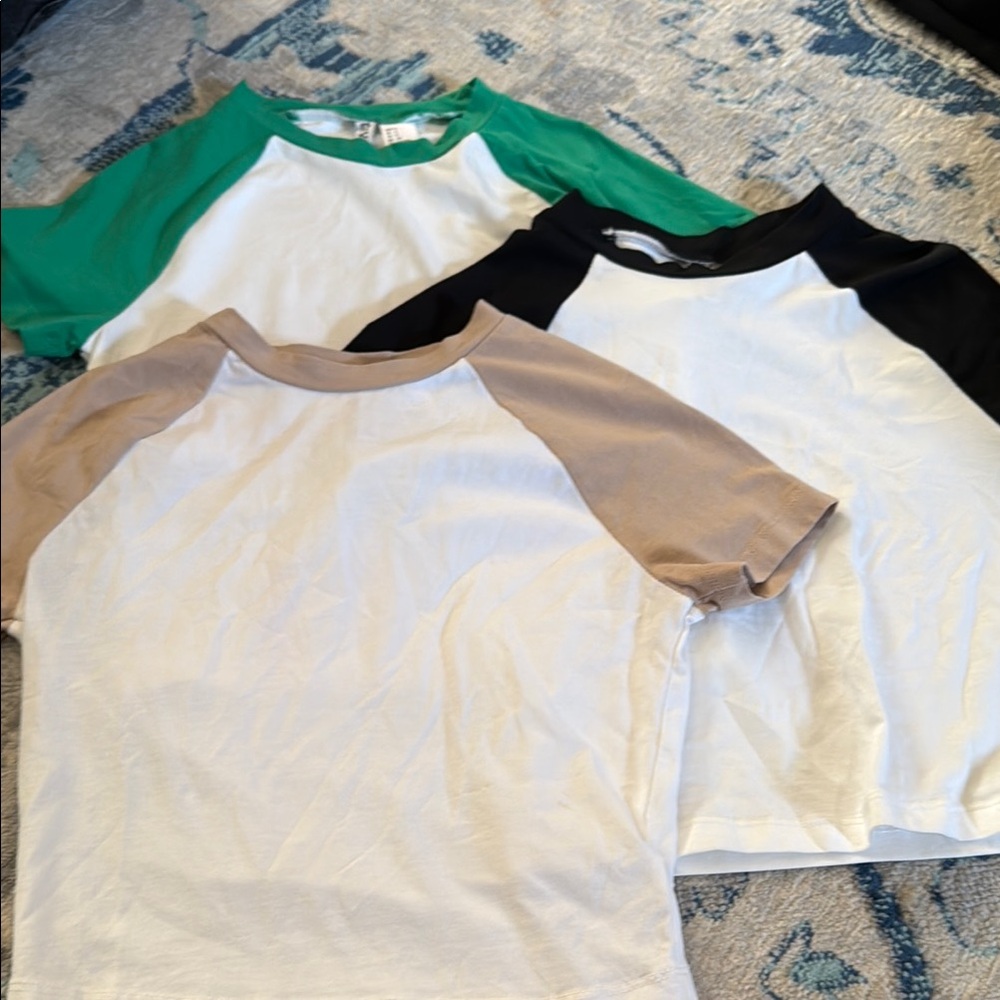 H&M Crop Top Pack (green,black,tan)